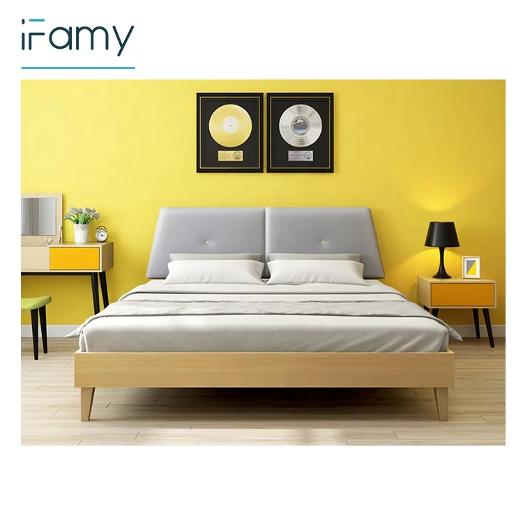 
2021 New Design Solid Wood Double bed For Bedroom Furniture 