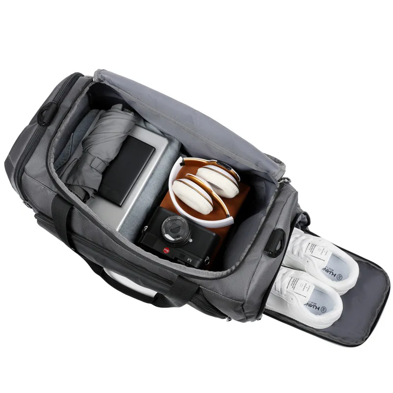Factory Custom Large Capacity Gym Bag with Dedicated Shoe Compartment for Outdoor Sports and Travel Activities