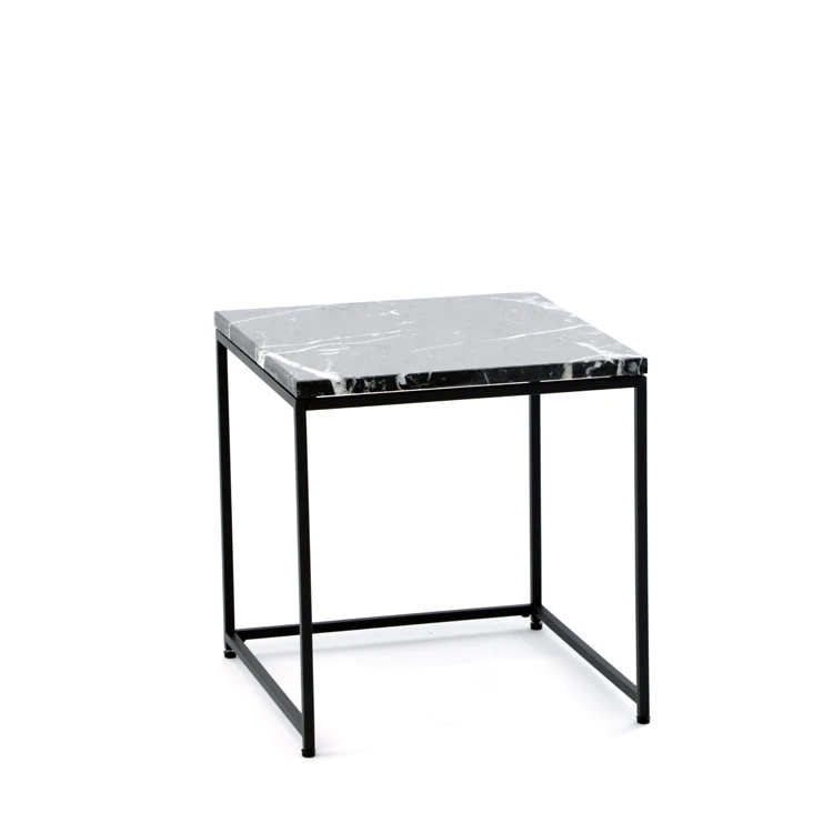 
Square Metal coffee table black base Coffee Table with marble top 
