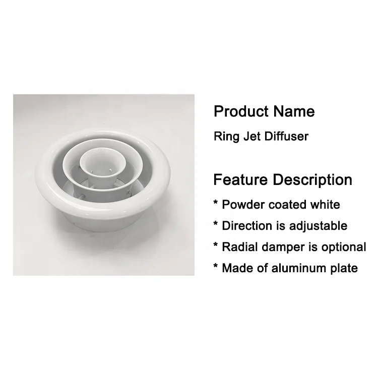 High quantity ventilation ceiling round Ring Jet Diffuser adjustable diffuser