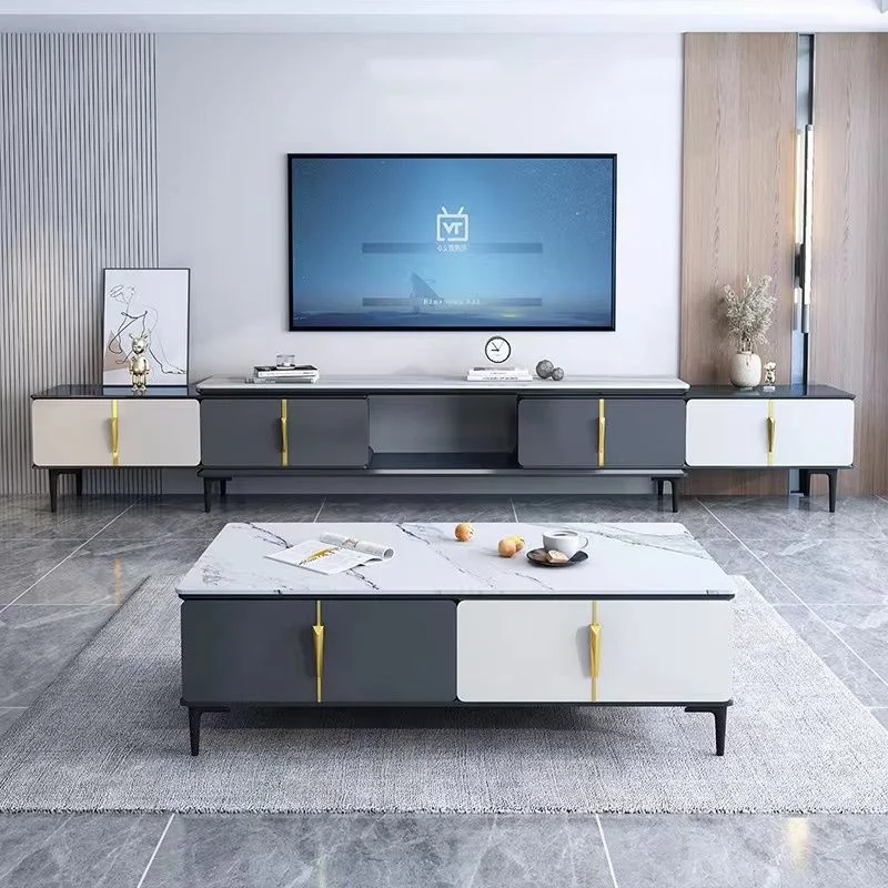 Modern Simple Living Room Light Luxury Retractable Home TV Cabinet