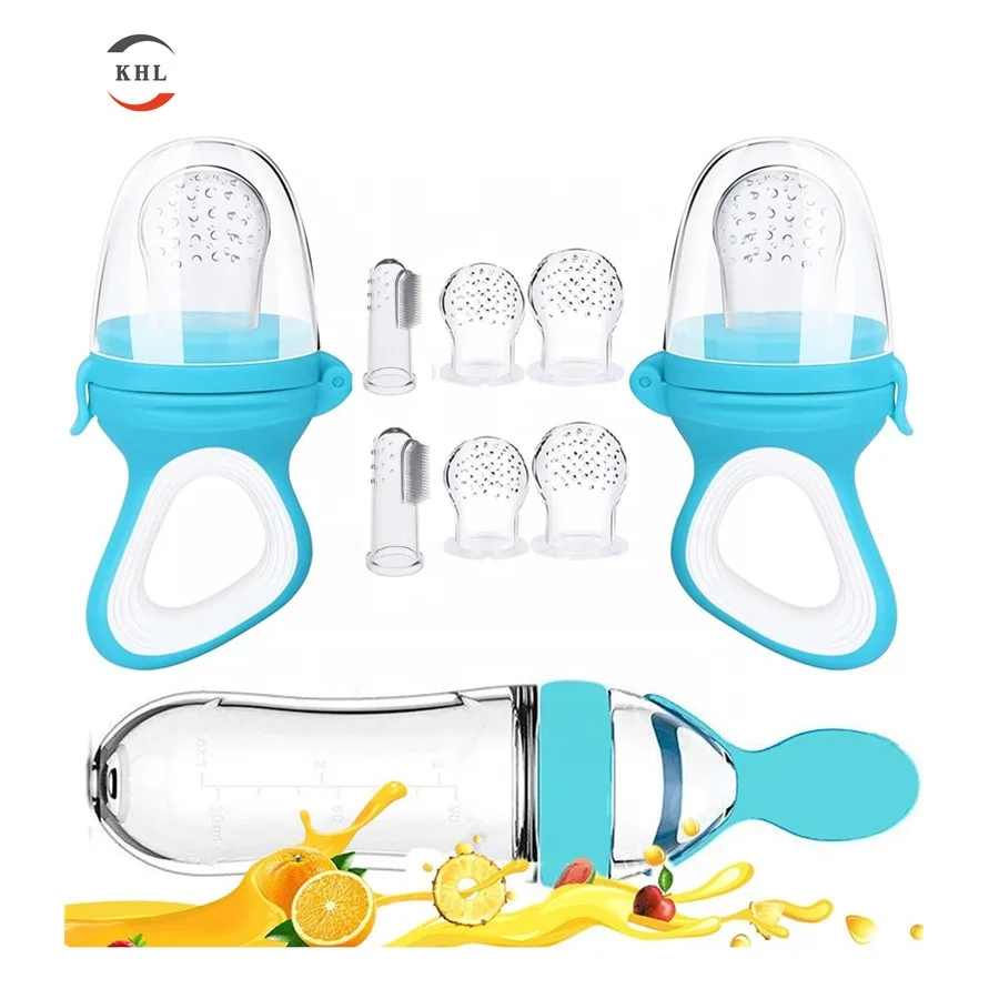 Silicone Baby And Toddler Feeding Set food and fruit nibbler Baby Food Dispensing Spoon