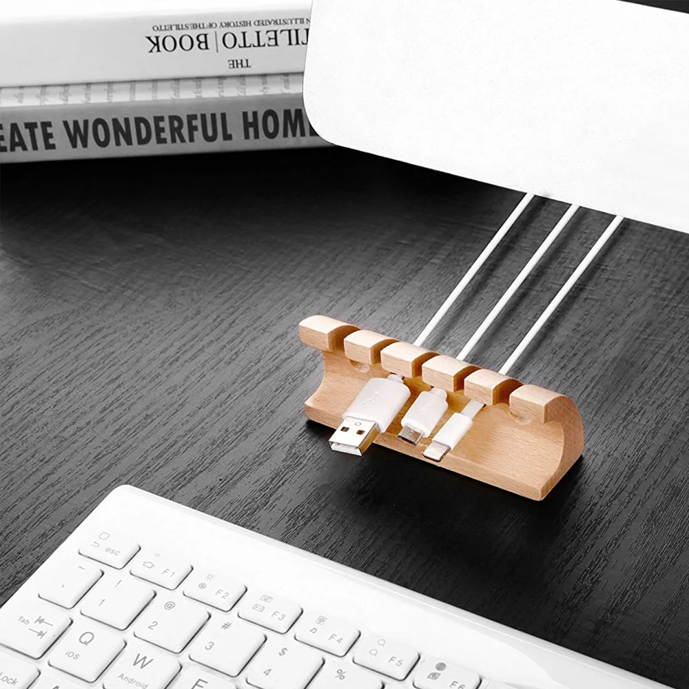 
2021 Office Wood New Design Wooden Wire Cable Holder Clip Organizer 