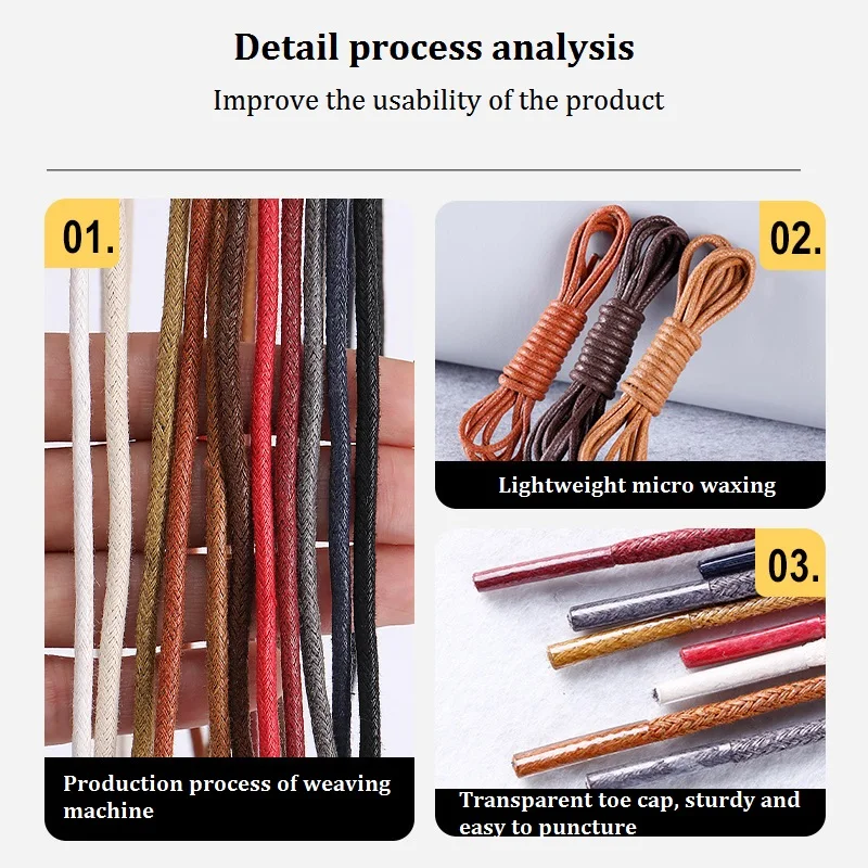 Popular leather shoes laces quality 2.5mm width 60-180cm round shoe laces 12   colors rope shoelaces for Leather shoes