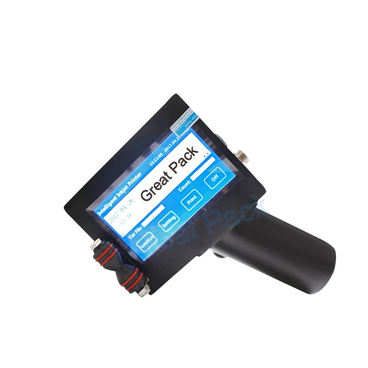 Easy setting hand held ink jet printer for plastic