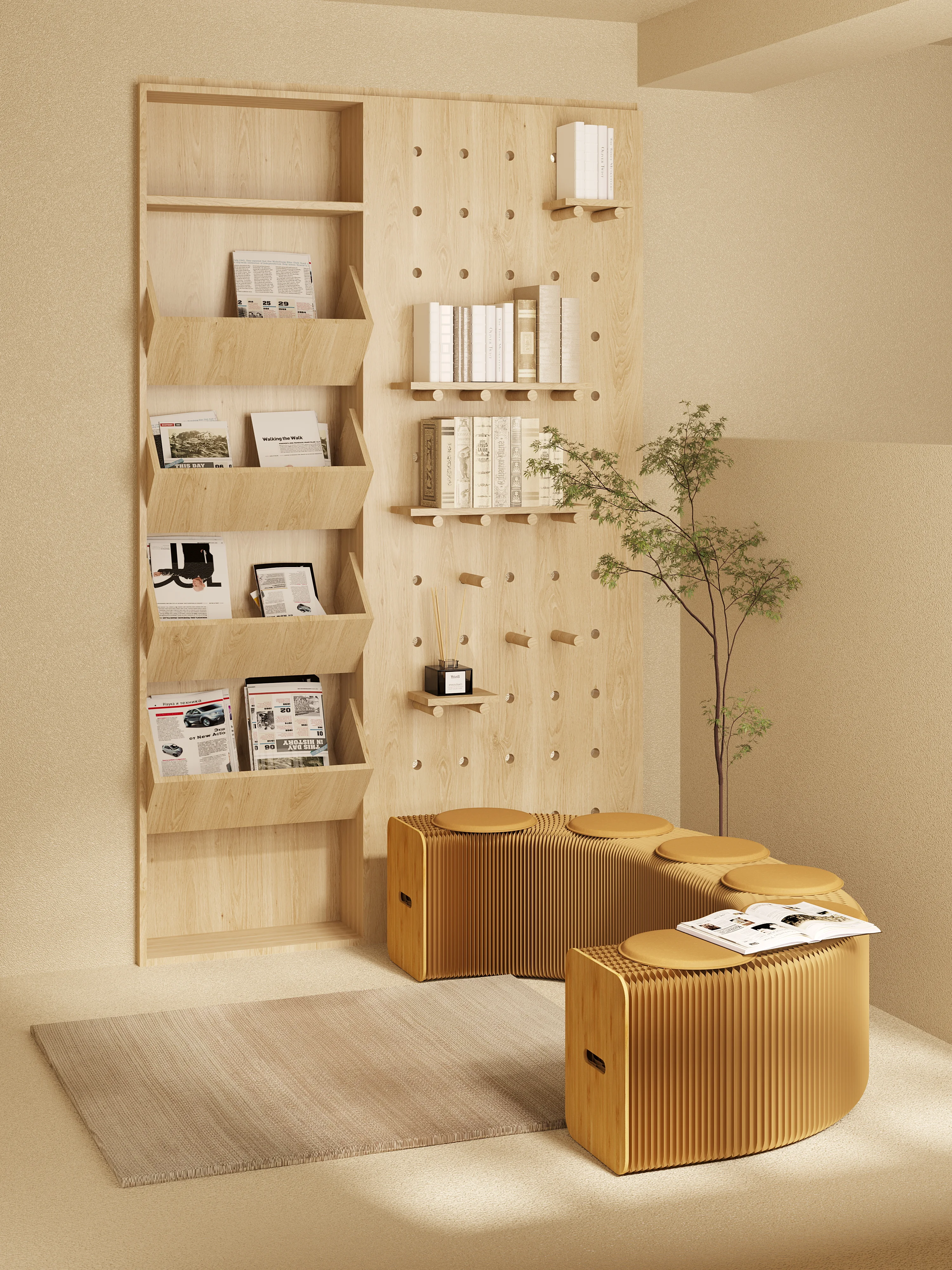 Ihpaper Design Brand Kraft paper Creative Portable Storage Living Room Beauty Folding Chair