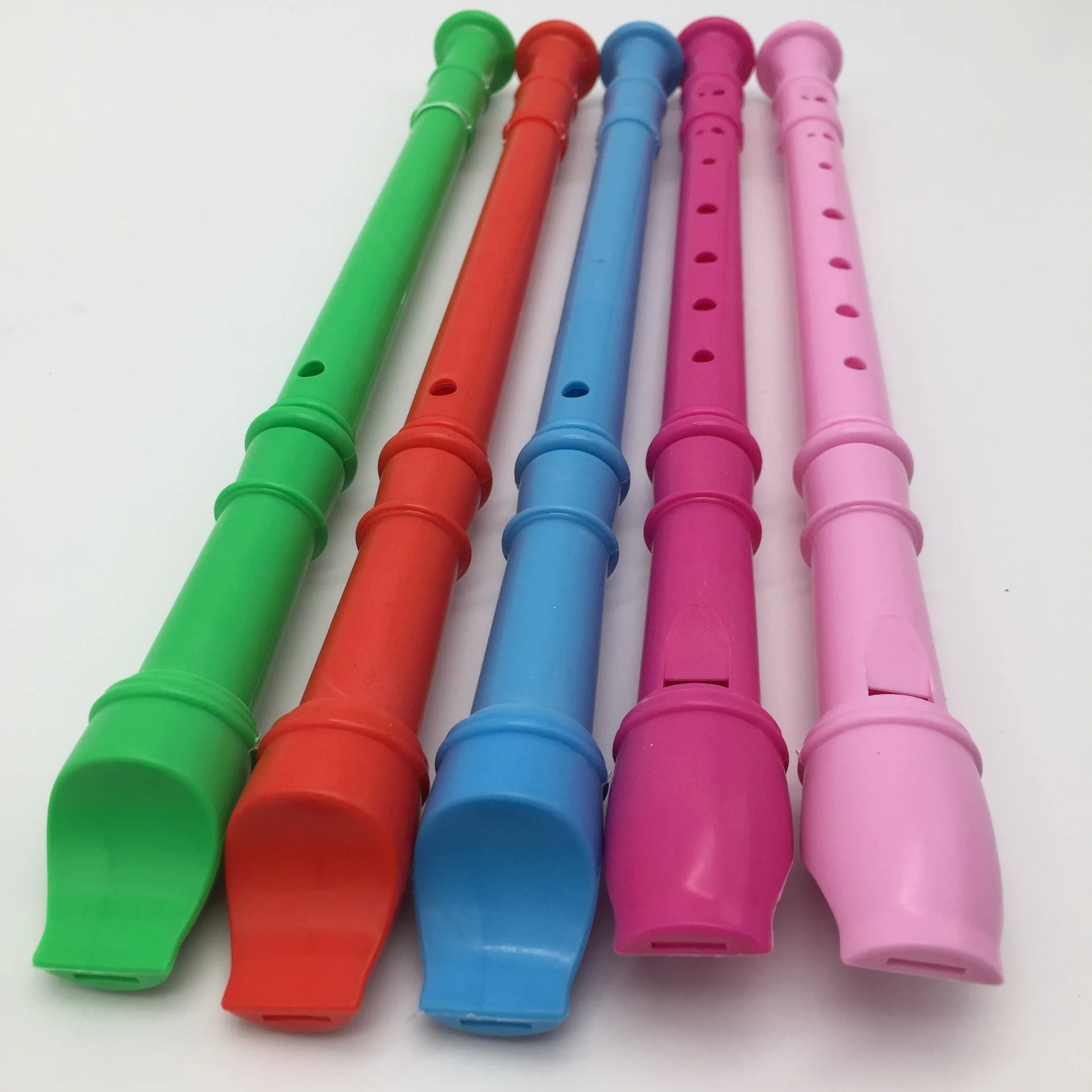 Wholesale colorful 8 holes plastic kids recorder flute with rod+pvc bag