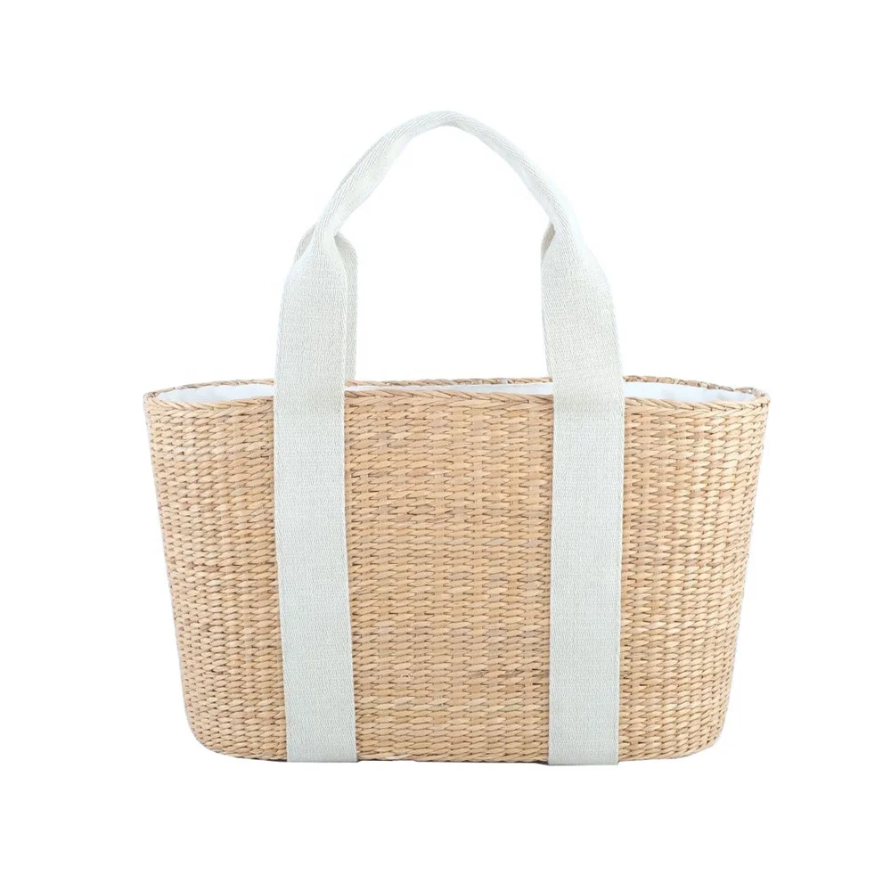 wholesale women girls fashion handmade summer beach travel natural straw mesh shape sea grass tote large basket handbags