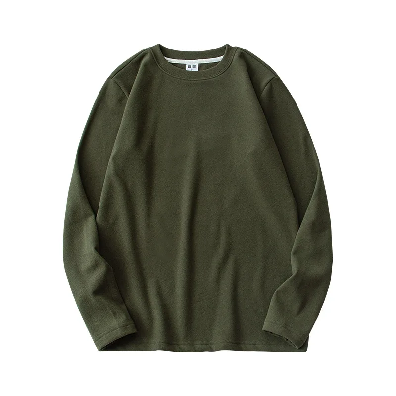 Double-sided velvet warm long-sleeved T-shirt autumn and winter plus velvet thickened t-shirt brushed top bottoming shirt