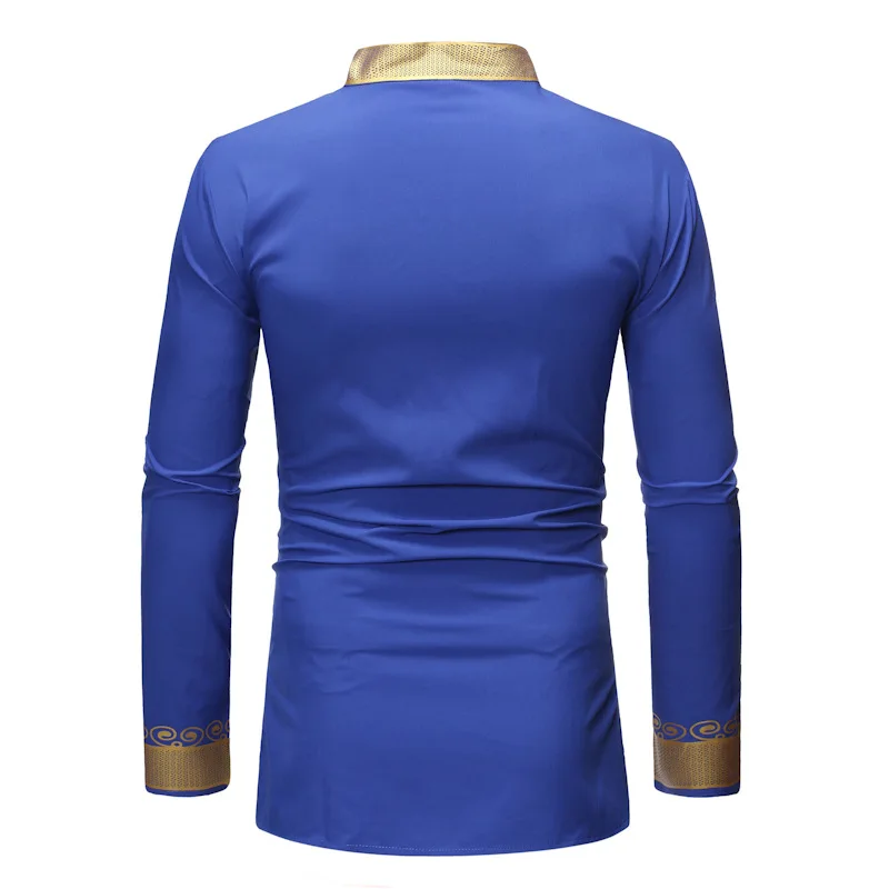 Новейший дизайн, мужские футболки на пуговицах, мужские блузки и майки, рубашка, бронзовый воротник-стойка, Дашики, рубашки, оптовая продажа, Африканский