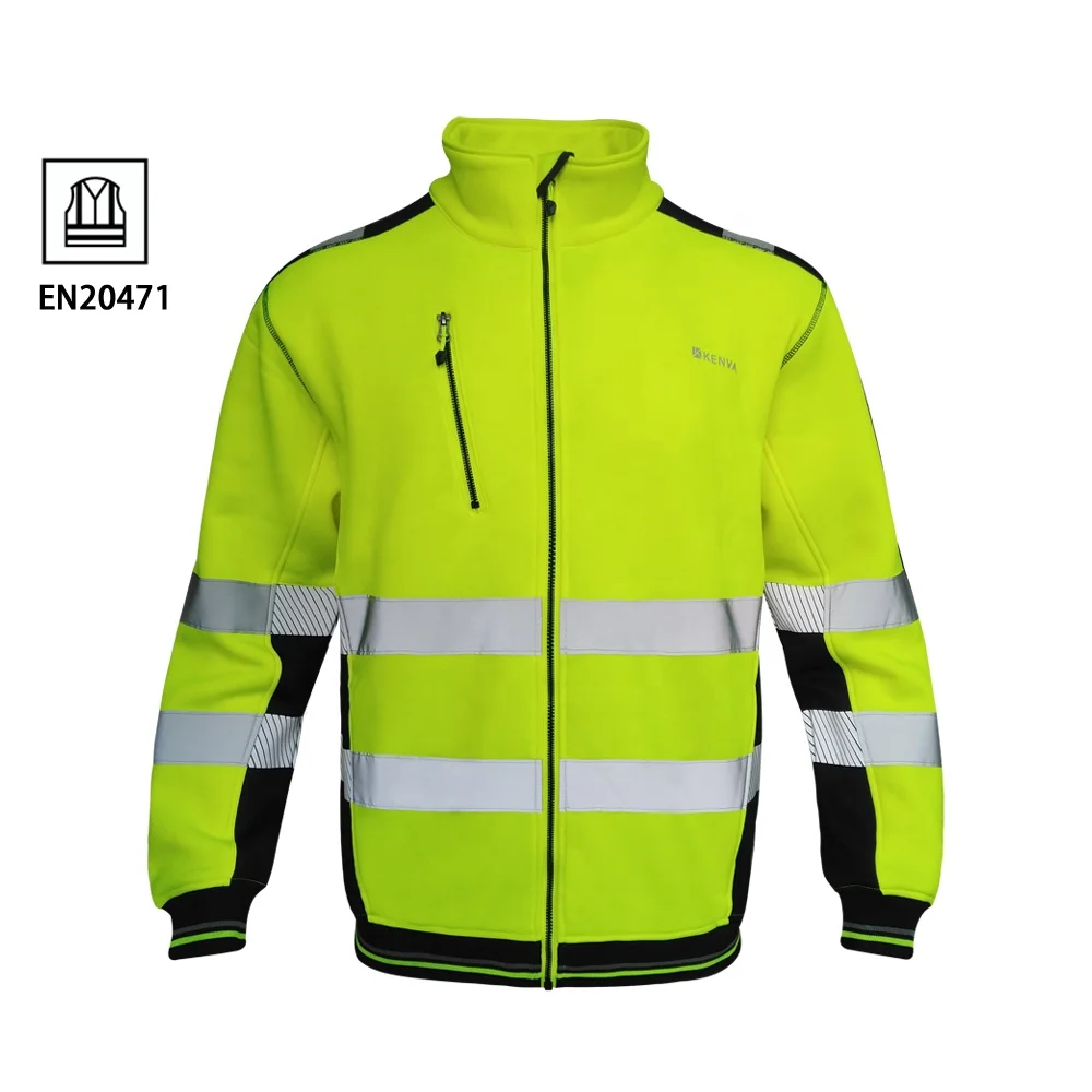 Custom full zip jacket hivis security clothing knitted type jacket safety