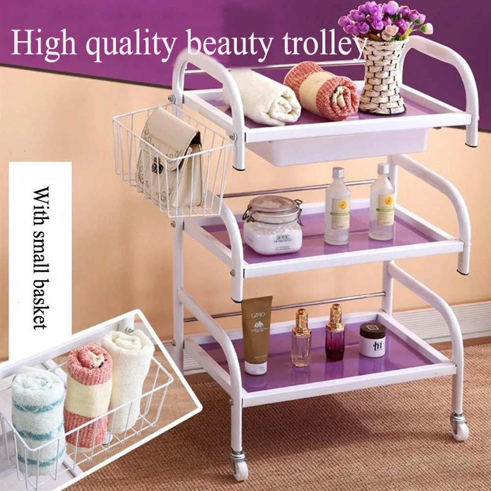 New hairdressing salon three floor trolley barber hair gadget cart glass beauty