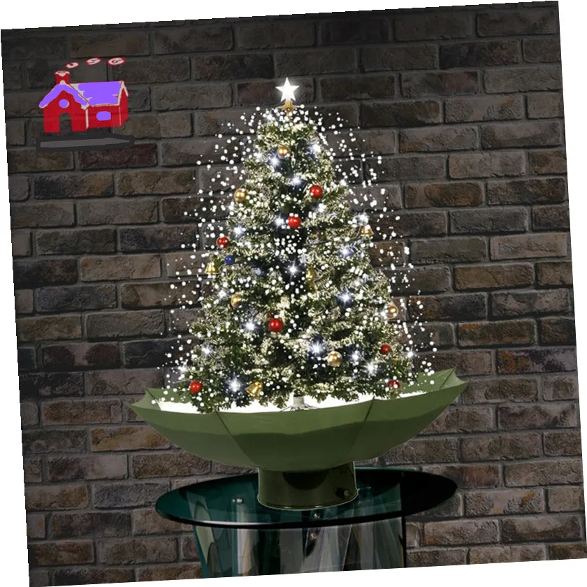 Umbrella Base Musical Artificial Classic High Quality Home Office Shop Decor Falling Snow Christmas Tree Lights