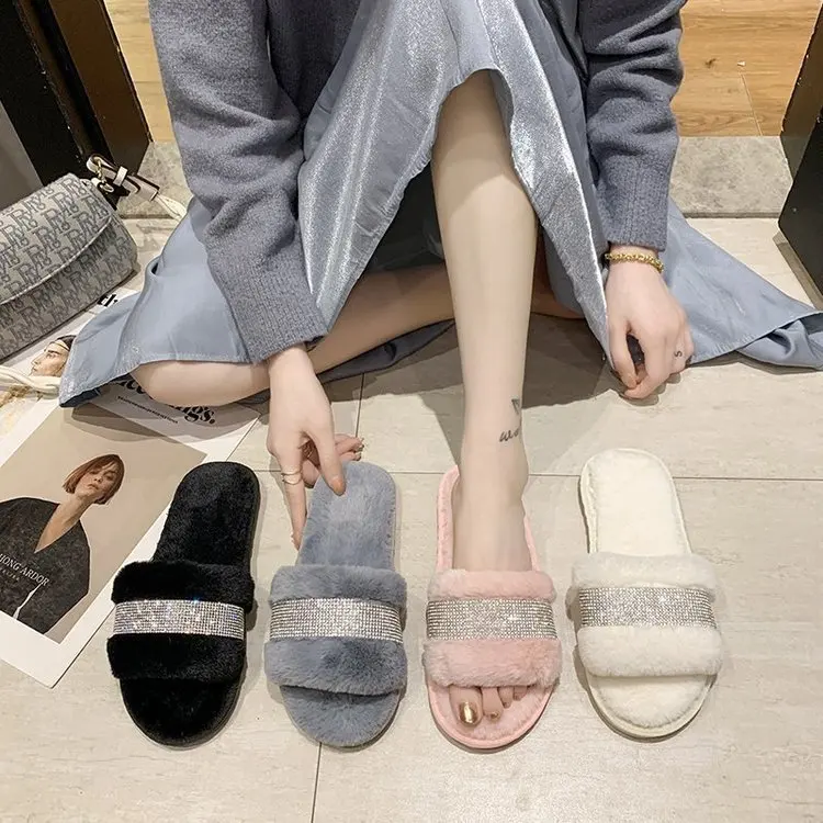 2022 Fashion Women Indoor Fluffy Slides Slipper Custom