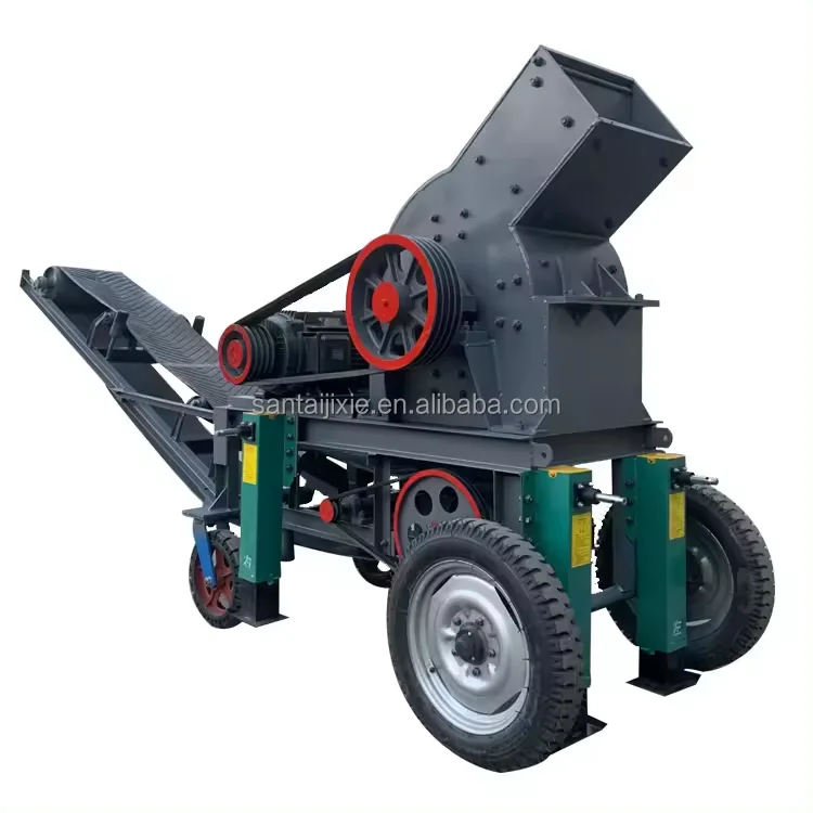 High Efficiency Gold Ore Hammer Mill Concrete Construction Waste Hammer Crusher With Conveyor Belt