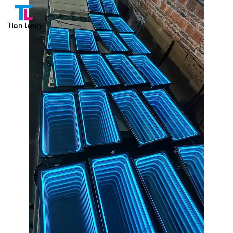 Wedding Decorations Newest Portable Panel Double Tunnel LED 3D Mirror Abyss Dance Floor For DJ Disco Stage Night Club