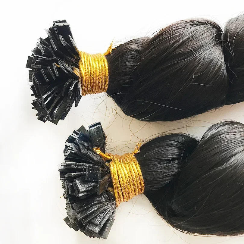 Flat Tip Fusion Keratin Human Hair Extensions, Loose Wave, 100 Strands