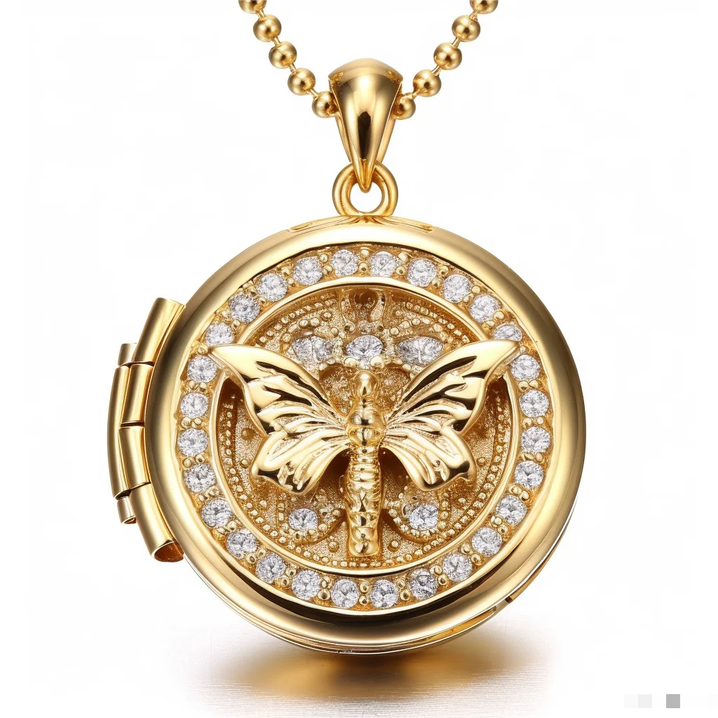 Fashion Jewelry Necklaces Men Locket 14K Gold Butterfly With Picture Angel Number Rhinestone Sets Initial Buddha Pendant Jewelry