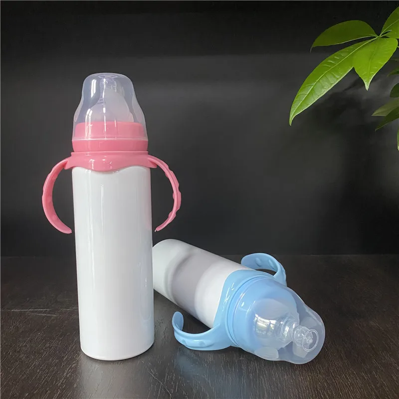 RTS США посуда дом 8 унций DIY белые заготовки sippy детские бутылочки для кормления с силиконовыми выемками сублимационной