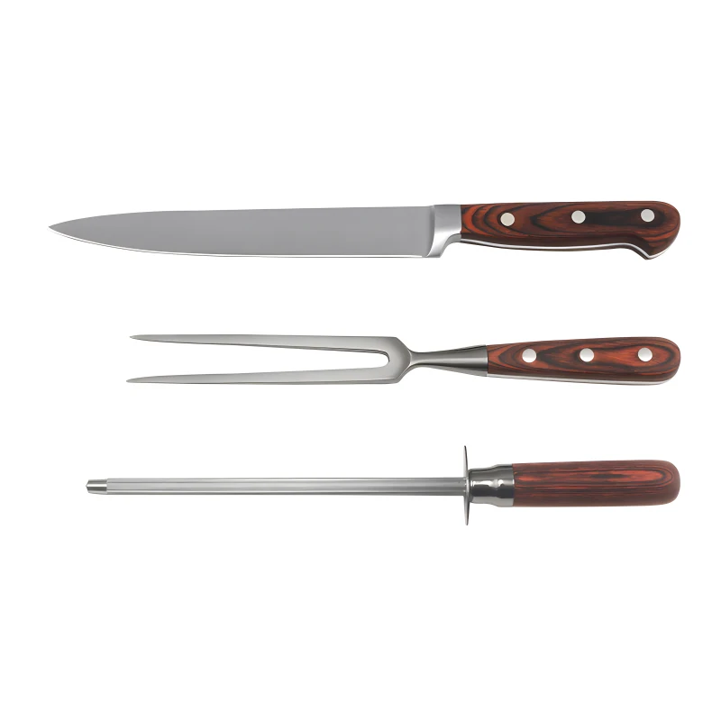 3 pieces forged Knife and fork set knife sharpener gift set for kitchen and home