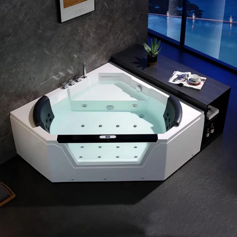 Multifunctional Acrylic Bath Tub 2 People Jaccuzi Glass Whirlpool Massage Corner Bathtub