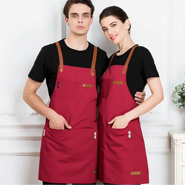 Wholesale Custom Beauty Salon Apron Logo Kitchen Cooking Barista Coffee Shop Apron