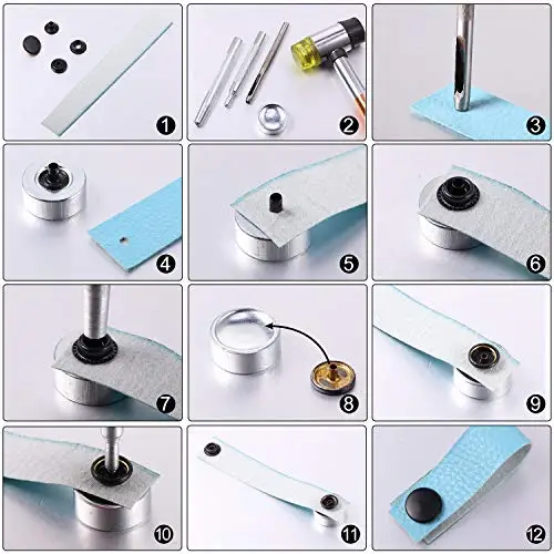 Fastener Black Snap Buttons Stainless Steel Press Stud Button for Marine Boat Canvas Bags Leather Sewing