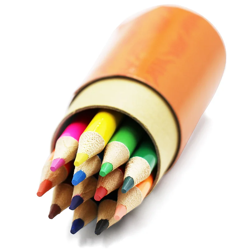 HONGHU short 3.5 inch color pencil set Promotional Stationery Factory OEM logo Wooden China Cheap Wholesale Bulk Custom Design