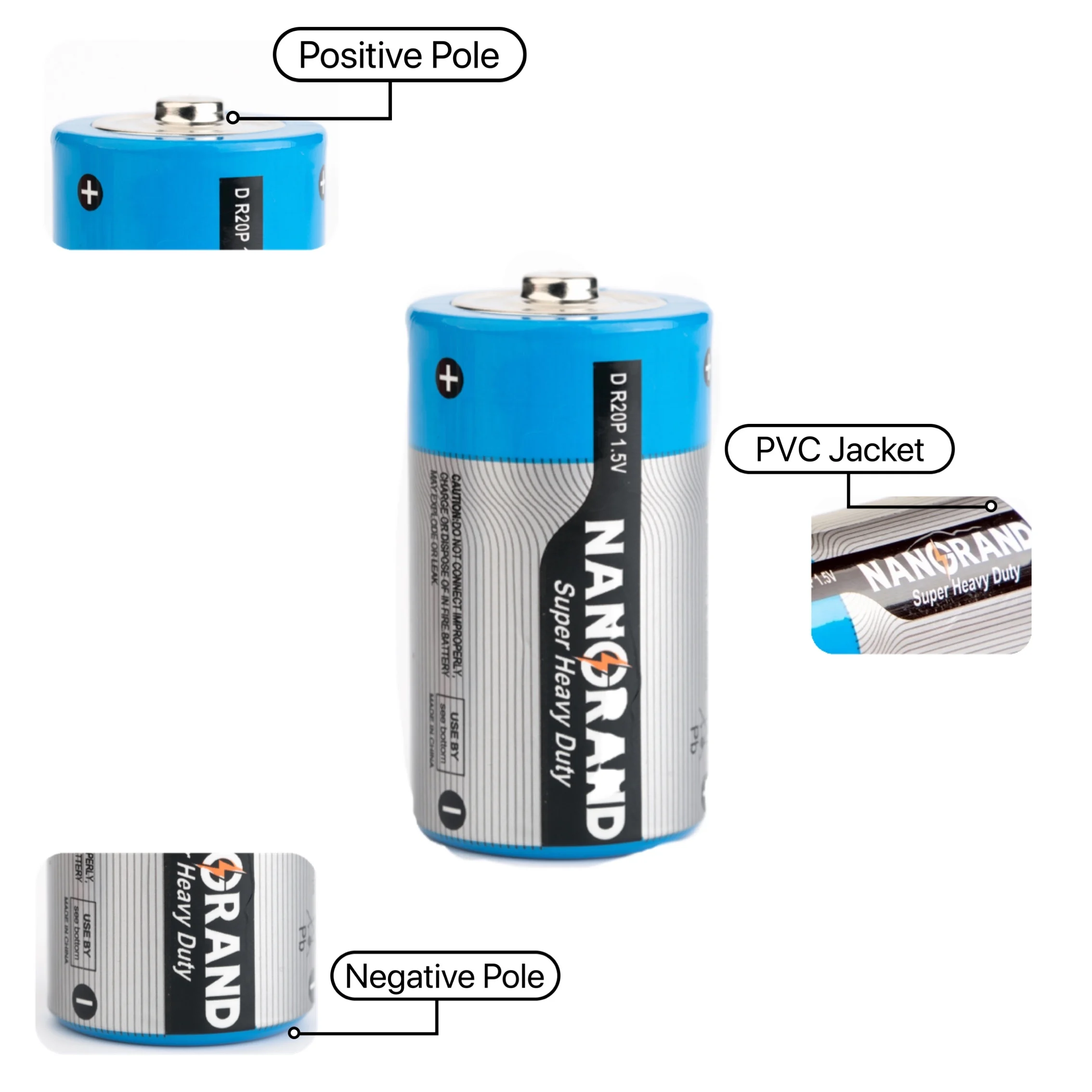 Made In China Superior Quality 1.5v Um1 R20P Size D Size Dry Cell Carbon Zinc Battery