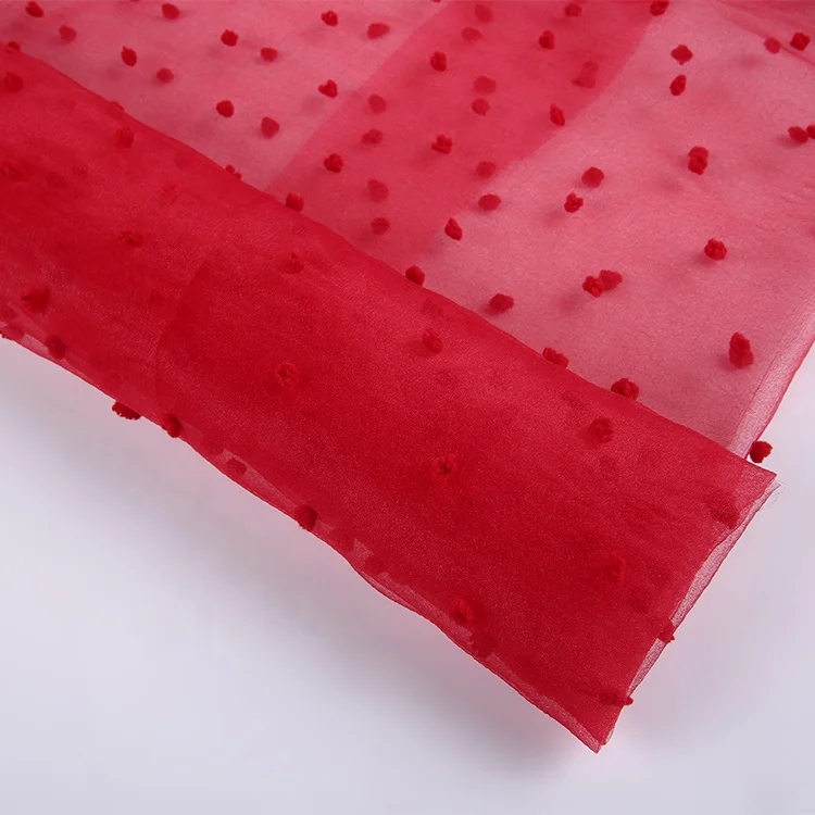 
new developed dot polyester organza custom woven polyester jacquard fabric 