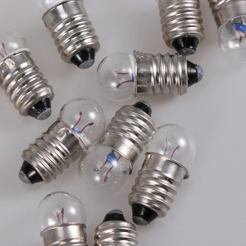 10pcs E10 Flashlight Small Electric Bead Light Bulb 2.5V 0.3A Student Physics Experiment Small Bulb Lamp