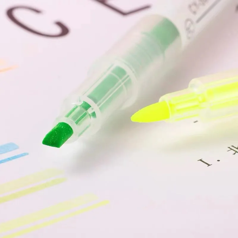 Dual Tip Customized Light Highlighter Marker Pen Set
