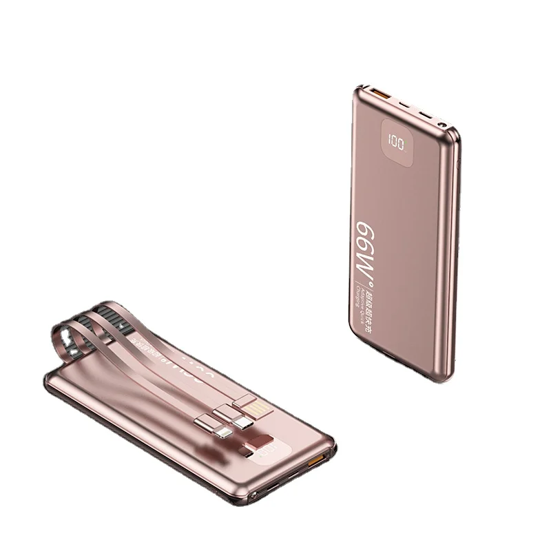 2022 Large Capacity 20000 Ma Portable Rechargeable Battery With Data Cable 66w Super Fast Charging Led Display Power