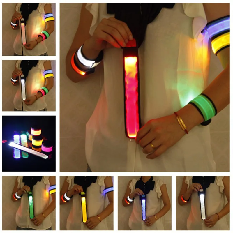 LED Flash Bracelet for Bar Luminous Running Armband Cycling Warning Wrist Strap Glowing Slap Webbing Neon Light Party Supplies