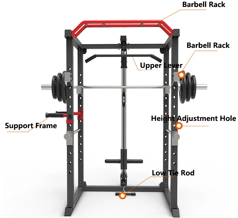 Home Smith machine Multi - function fitness rack gym fitness equipment high power stand power rack with spare parts