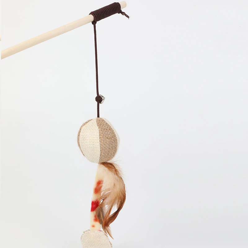 Fashional Cat Interactive Scratch Guard Stick Feathers Cat Fishing Catnip Toys