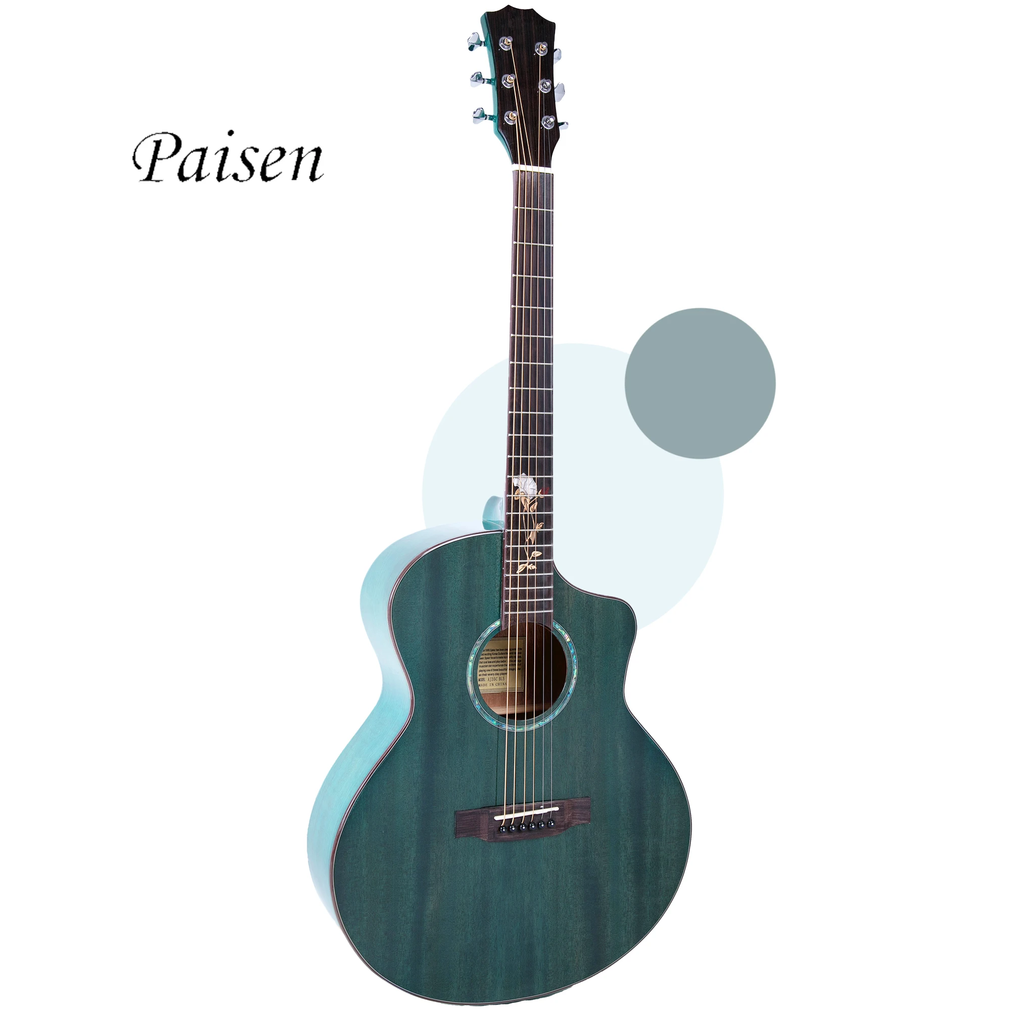 Acoustic Guitar 41 Inch Wooden Guitar  Spruce Venee Guitar Transparent green  color Musical Instruments Sales