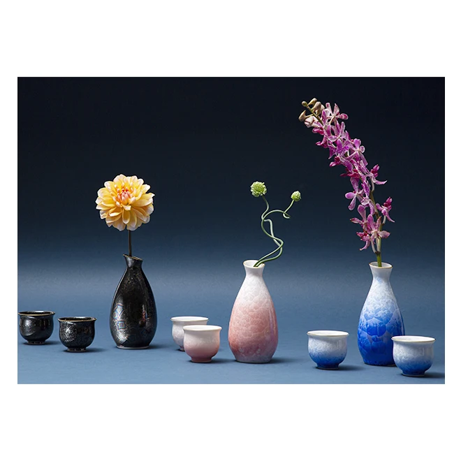 Japan Flower Vase Hip Flasks Blue White Gift Ceramic Bottle Warmer 2 Cup Pot Fiyat Cold Set Sake