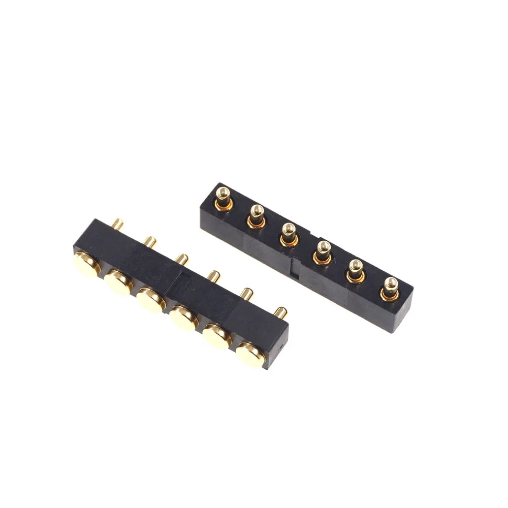 SMD Spring Loaded Pogo Pin Connector 2.54 mm Pitch 6 Pin 4.5mm Height Single Row Modular Contact Strip 2.54 Grid Surface Mount