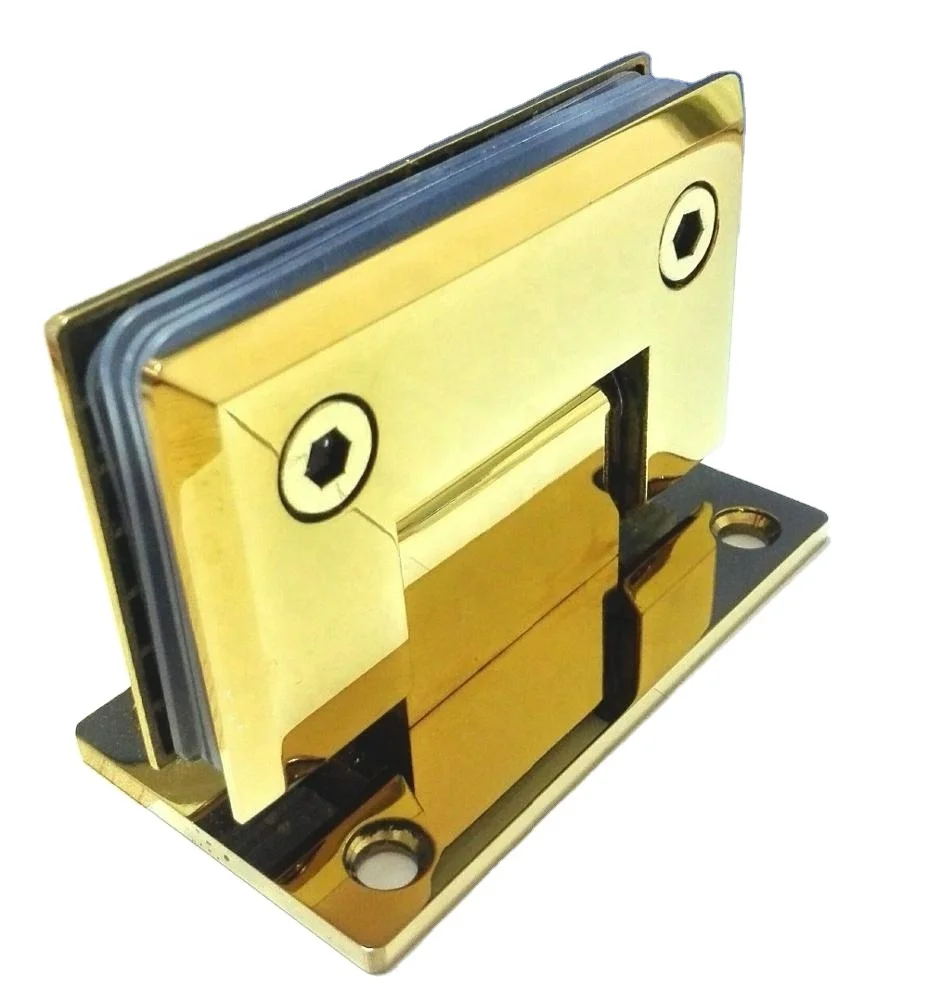 Золотистый стеклянный дверной душевой шарнир 90 градусов