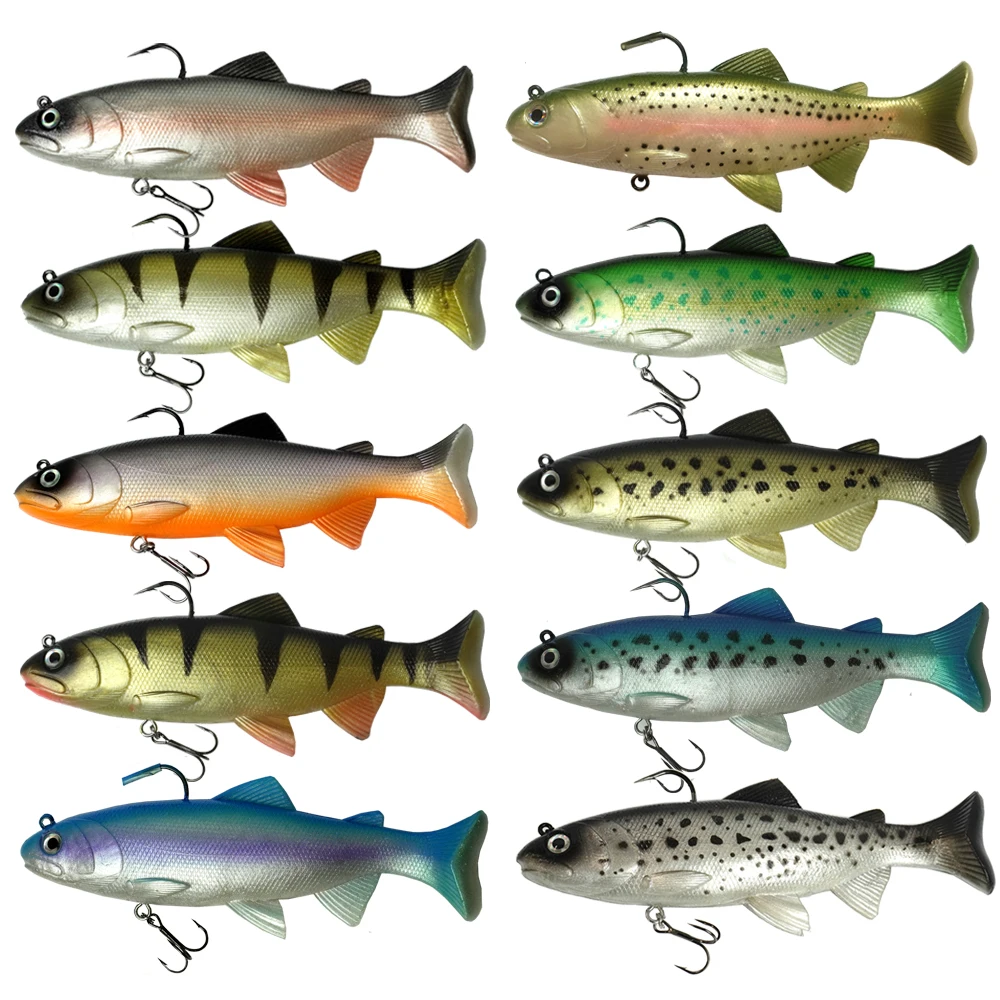 Customized Soft Plastic Trolling 18cm 125g Head Swim Artificial Baits T Tail Silicone Soft Bait Swimbait Wobblers Fishing Lures
