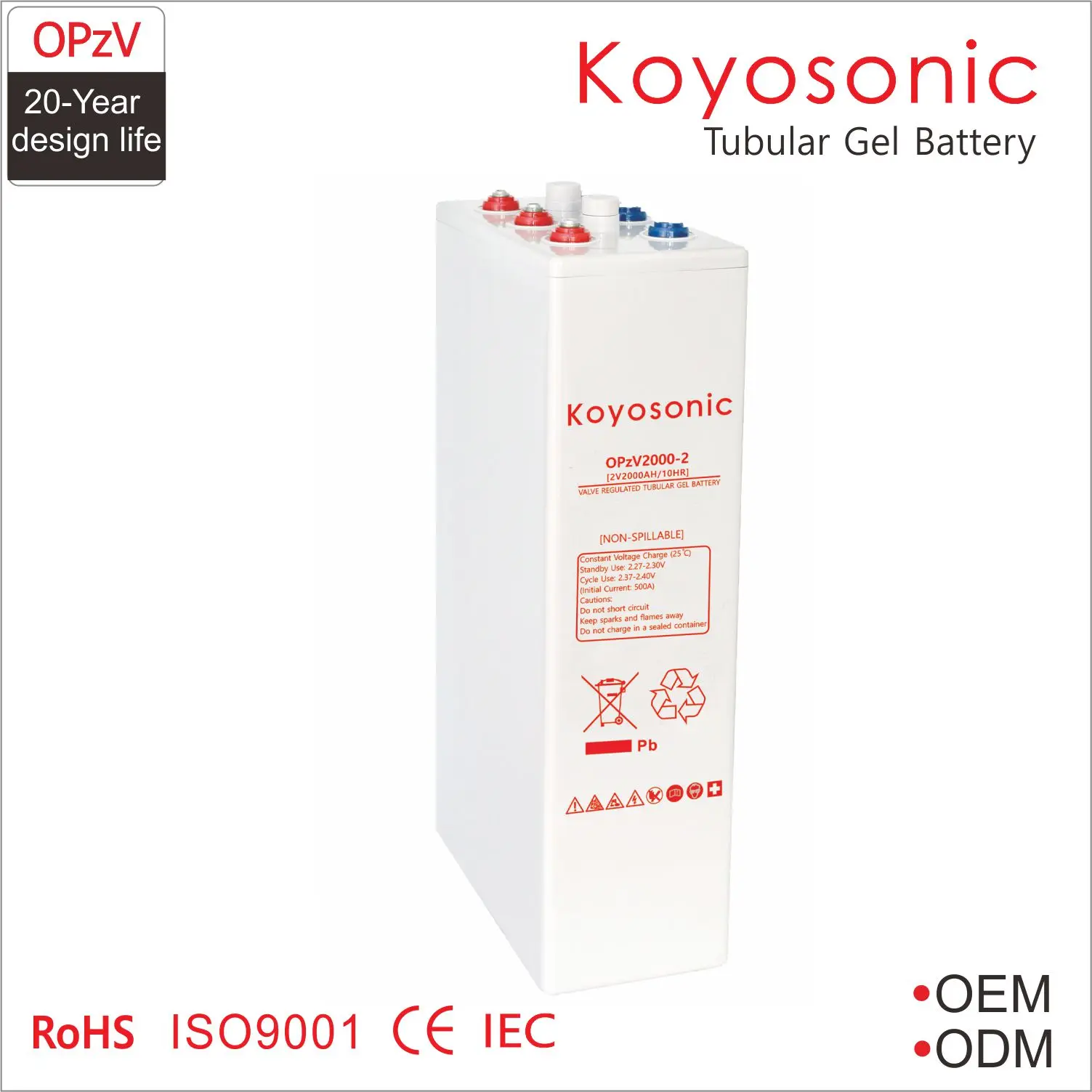 VRLA OPzV 3000Ah Gel Tubular Battery 2V 3000AH OPzS Standby Battery with 6000 cycles + 5 Years Warranty