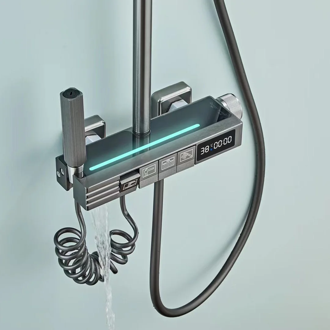 MCBKRPDIO water plated grey modern digital display piano Shower head Shower head New lamp with hot and cold pressurized shower