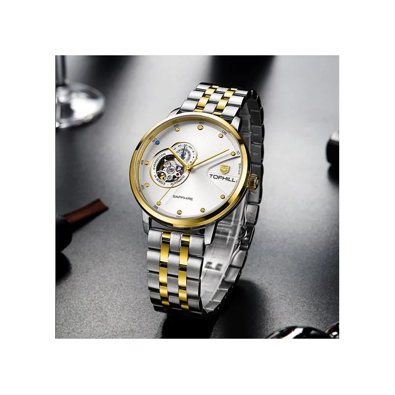 Tophill TW060G Customized Classic waterproof luxury wristwatches men watch business mechanical watch leather
