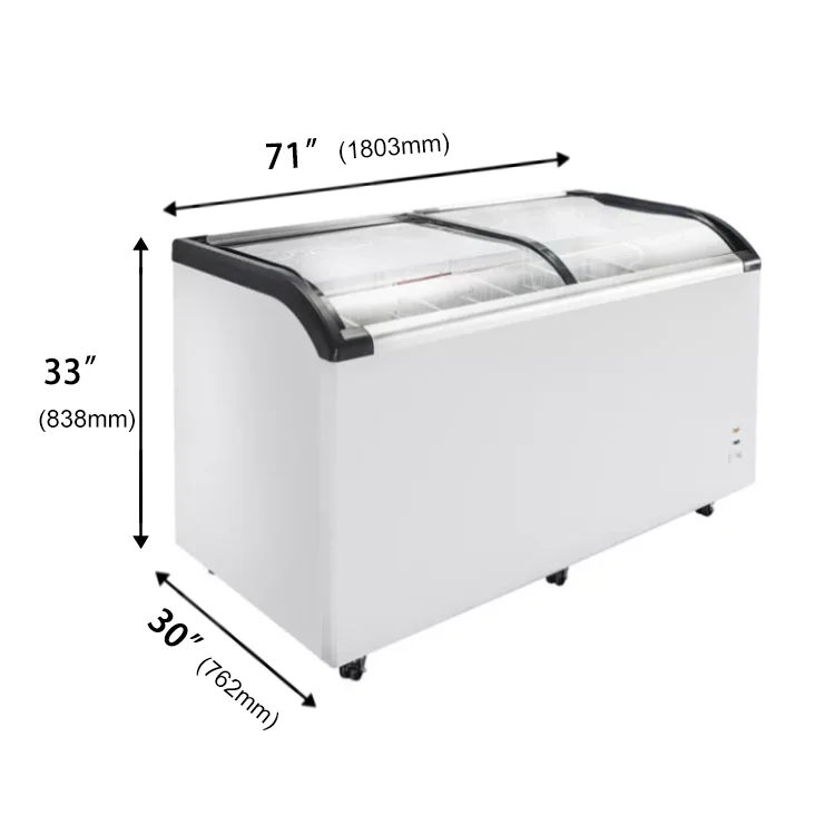 Supermarket Auto Defrost Top Open Glass Door Combine Display Showcase Chest Deep Island Freezer