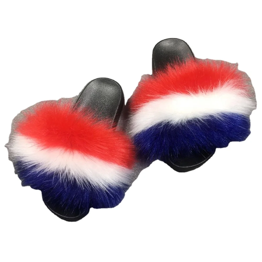 Горячая Распродажа 2021, тапочки из разноцветного искусственного меха, сланцы для улицы для девочек