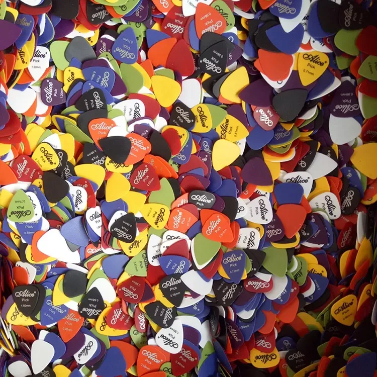 50pcs/ box Acoustic Electric Bass Plectrum Mediator Colorful guitar picks with 0.58/0.71/0.81/0.96/1.20/1.50mm thickness
