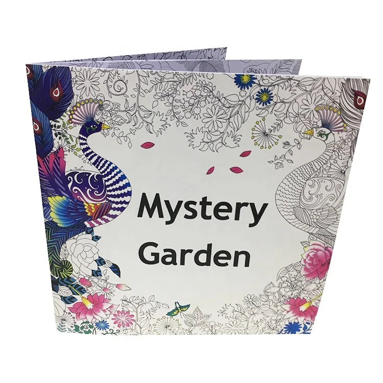 Mystery Garden Adult Drawing Book Custom Printing Coloring Book With Crayons