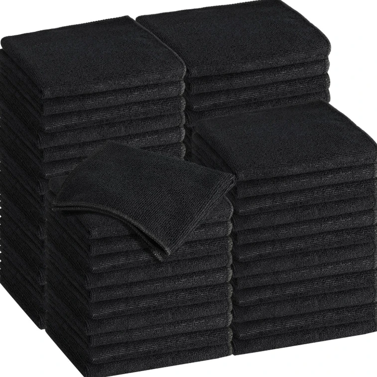 Black Polyester Microfiber Car Wash Towel Kitchen Cleaning Towel