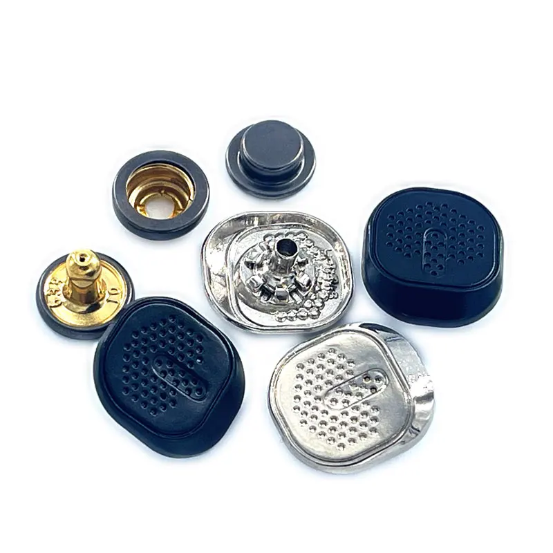 Men Jacket Blazer 3D Matte Silver Big Metal Ring Press 4 Button Square Iron Snap Buttons Oem